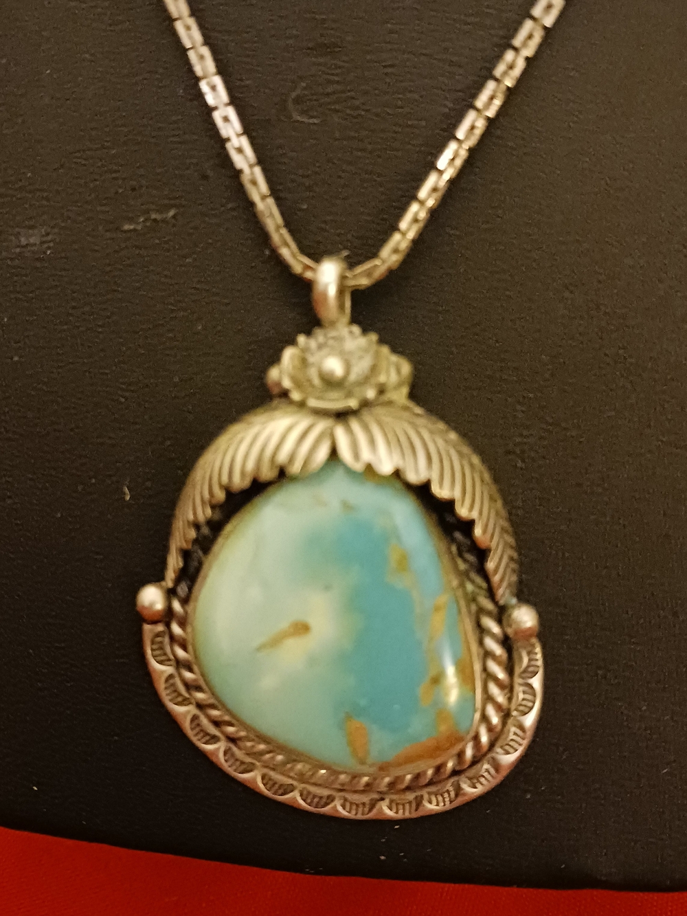 Sterling Silver Turquoise Pendant Necklace - Blue Stone